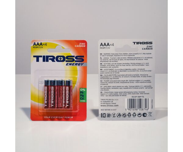 Baterie AAA (R03P, 1.5V) zinko-uhlíkové balení 4 ks