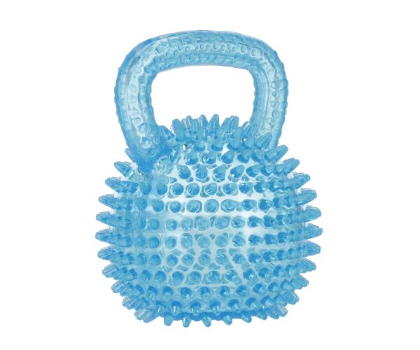Hračka pro mazlíčky Dentální pískací hračka pro psy s úchytem modrá 9,5 cm