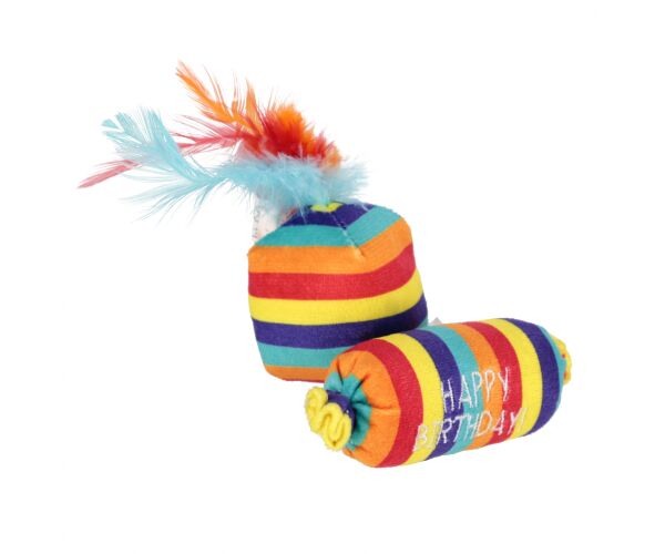 Hračka pro mazlíčky Textilní hračky pro kočky motiv narozenin set 10cm a 13cm