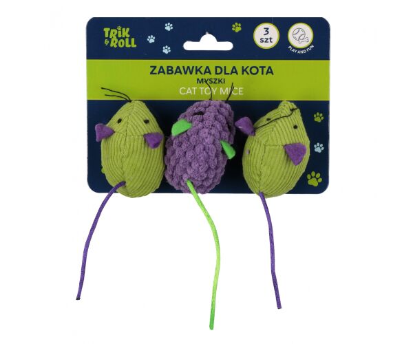 Hračka pro mazlíčky Myšky pro kočky set 3ks 6cm