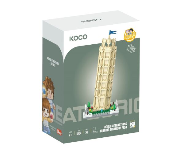 KOCO Stavebnice Šikmá věž v Pise 548 dílků 8x8x17,5 cm