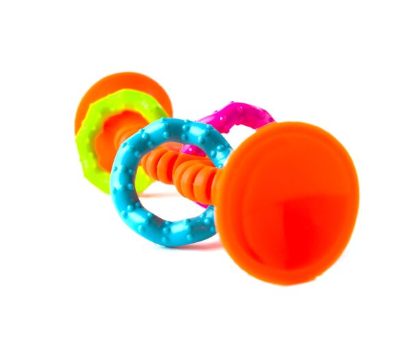 Fat Brain chrastítko pipSquiz Loops oranžové 15 cm