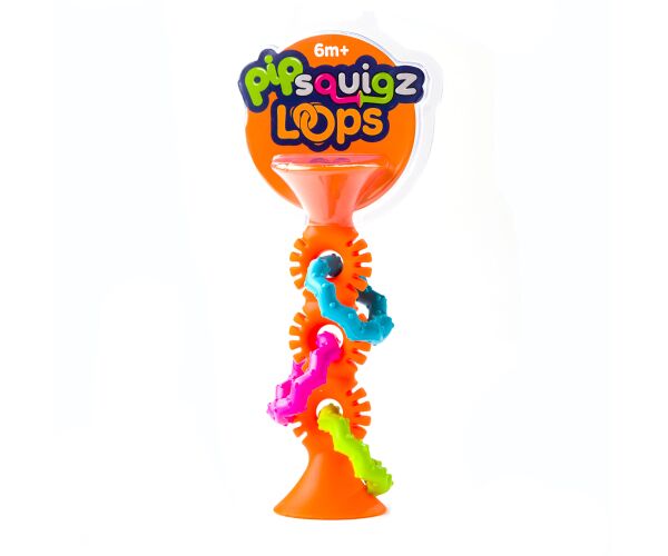 Fat Brain chrastítko pipSquiz Loops oranžové 15 cm