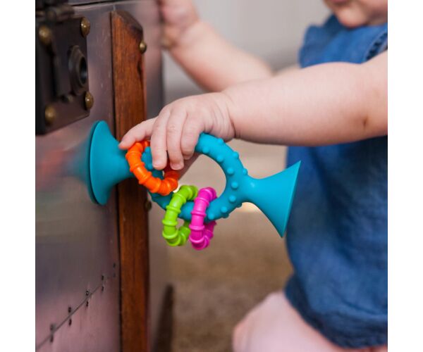 Fat Brain chrastítko pipSquiz Loops modré 13 cm
