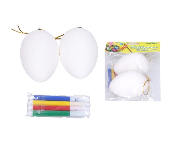 Vajíčka plastové na vybarvení 5x8cm, 2 ks + fixy