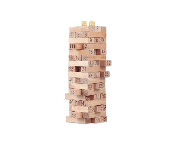 Věž dřevěná s čísly 54 dílků 6,3x6,3x20 cm, Český obal