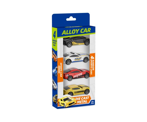Auto závodní na zpětné natažení 4 ks 7 cm