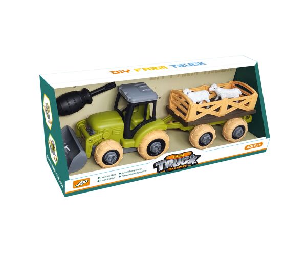 Traktor s přívěsem a zvířaty šroubovací 25 cm