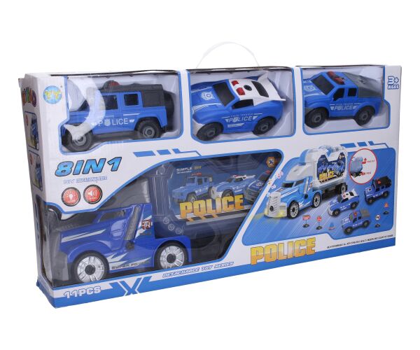 Kamion policejní s 3 auty šroubovací s efekty 42 cm