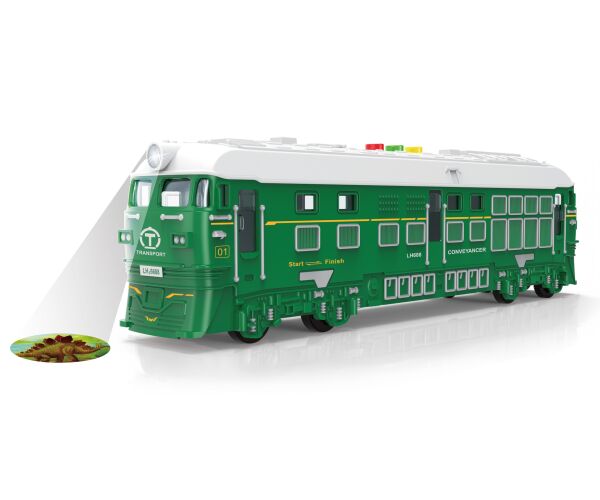 Vlak na setrvačník s efekty a projekcí zelený 33 cm