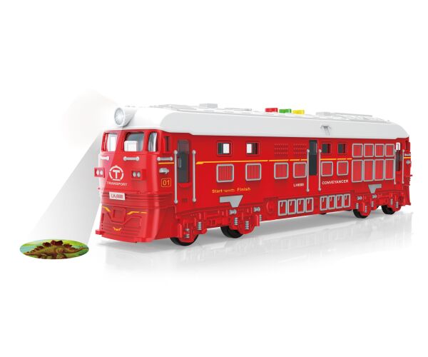 Vlak na setrvačník s efekty a projekcí červený 33 cm