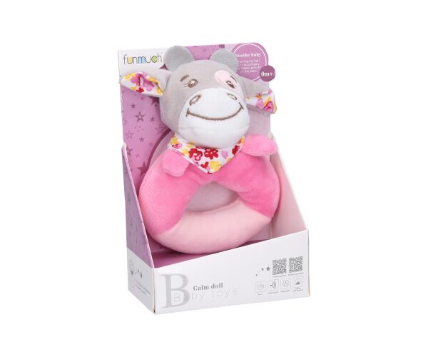 Chrastítko plyš kroužek kráva 13cm