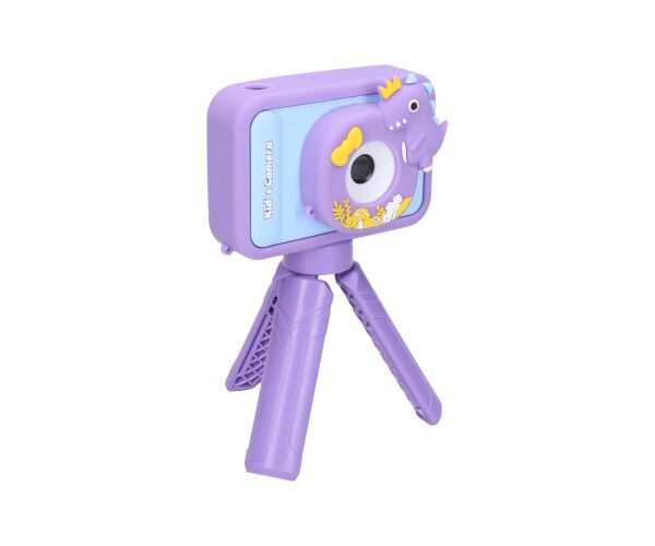 Dětský digitální fotoaparát silikonové pouzdro dino stativ - foto 48Mpx, video Full HD