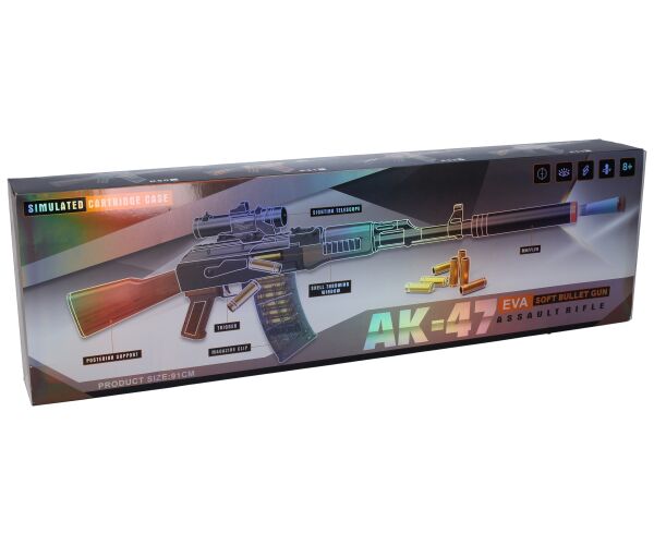 Puška AK-47 s patronami a pěnovými náboji 91 cm