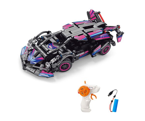 Stavebnice Auto růžové RC na dálkové ovládání 19 cm 323 dílků