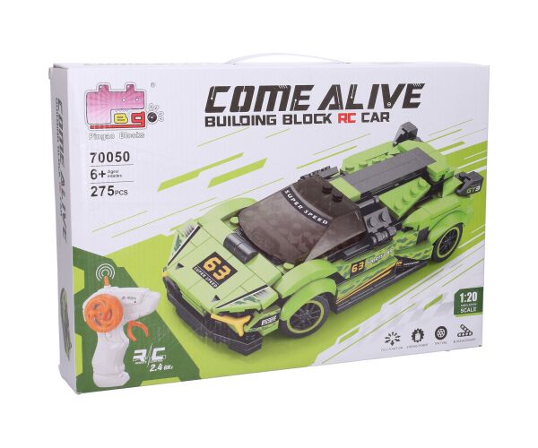 Stavebnice Auto zelené RC na dálkové ovládání 17 cm 275 dílků