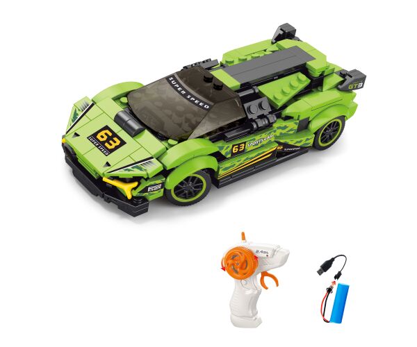 Stavebnice Auto zelené RC na dálkové ovládání 17 cm 275 dílků