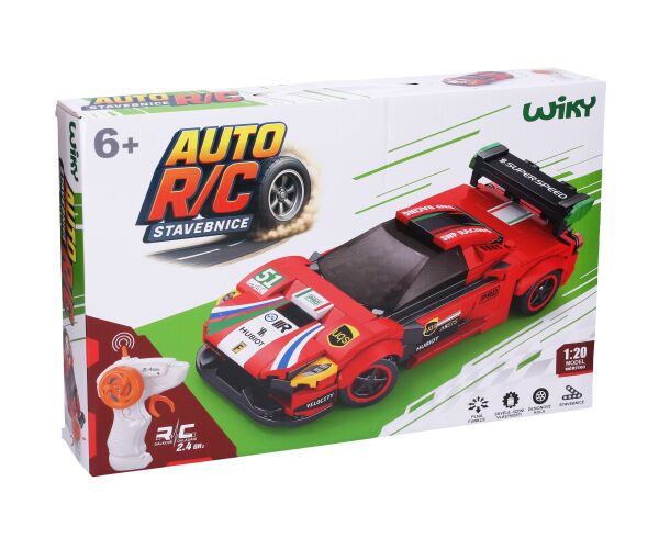 Stavebnice Auto červené RC na dálkové ovládání 17 cm 279 dílků - český obal
