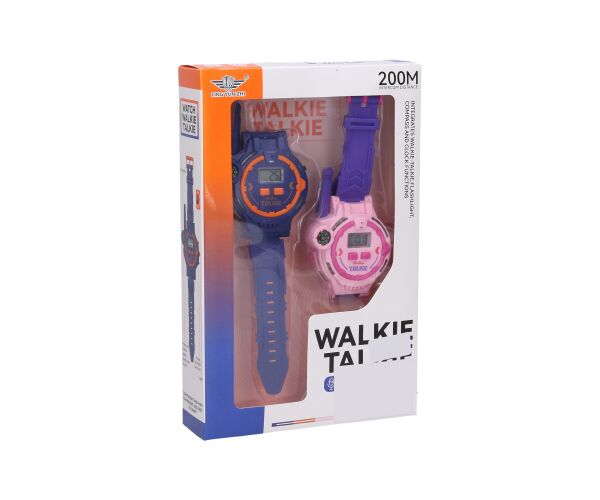 Hodinky a vysílačka walkie-talkie set fialové 2 ks