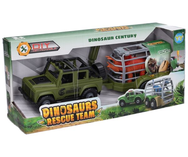 Auto šroubovací s vlečkou a dinosaurem 34 cm