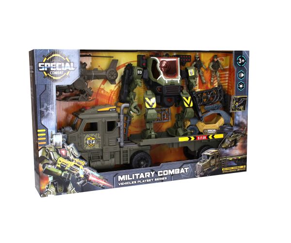 Robot mecha s efekty set s tahačem a helikoptérou 60 cm
