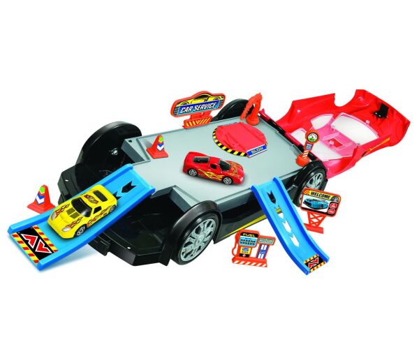 Autoservis rozkládací s autíčky 32cm