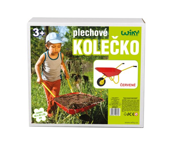 Plechové kolečko - červené 82x42x35 cm - Český obal