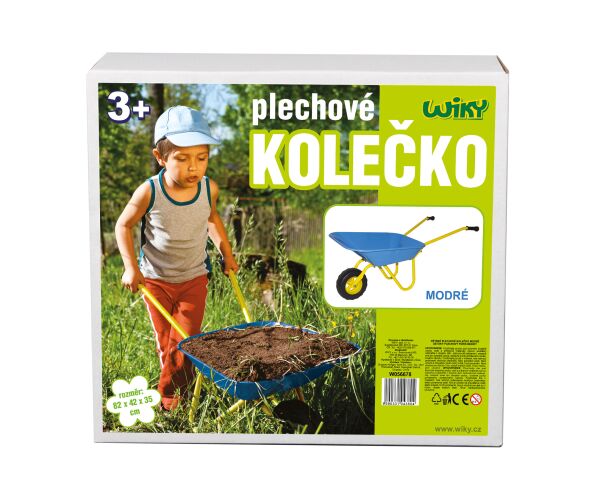 Plechové kolečko - modré 82x42x35 cm - Český obal