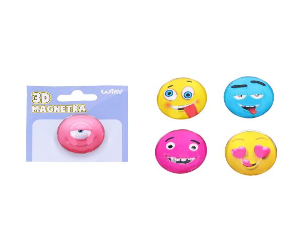 Magnet skleněný kulatý obličej 4 cm mix