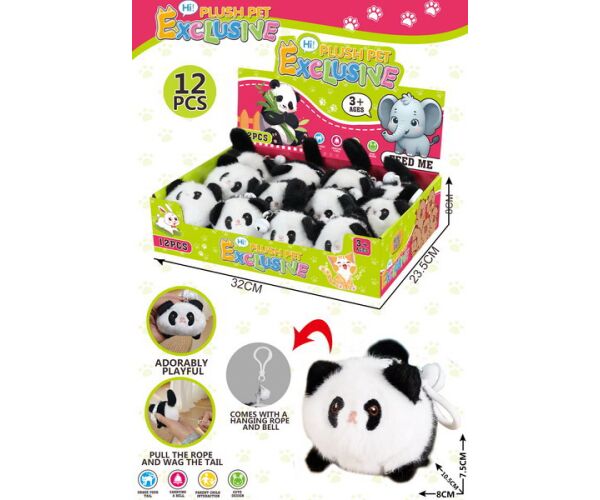 Přívěsek plyšový natahovací panda 8 cm