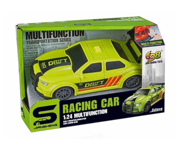 Auto závodní zelené s efekty 16 cm