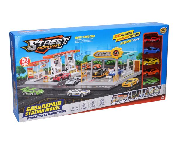 Čerpací stanice autoservis 2v1 set 43,5x34x15,5 cm