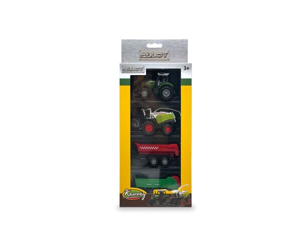Traktor a kombajn s vlečkami kov/plast set 19,5 cm