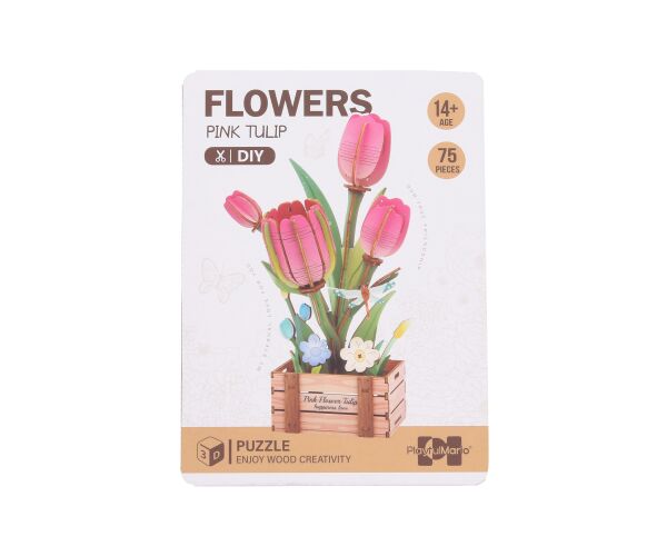 Stavebnice 3D dřevěná - Tulipán 21 cm