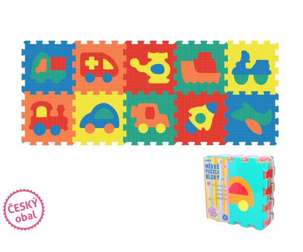 Měkké puzzle bloky DOPRAVNÍ PROSTŘEDKY 32 cm