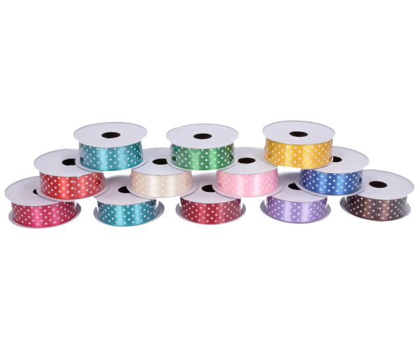 Saténová stuha 2,5cm x 2,7m puntík