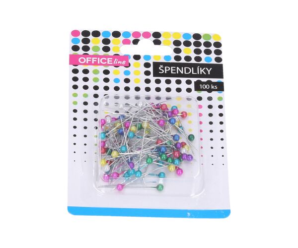 Špendlík s barevnou hlavičkou 100 ks