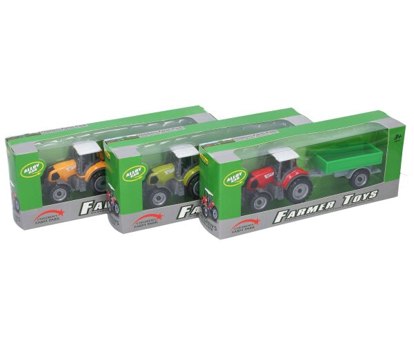 Traktor s vlečkou kovový 18 cm