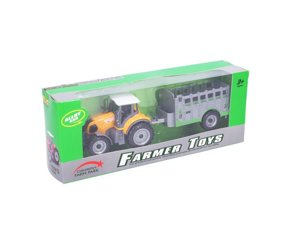 Traktor s ohrádkou kovový 19 cm