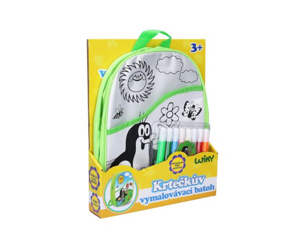 Batoh Krtek vymalovávací zelený 30 cm + 8 fixů