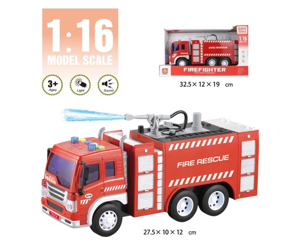 Auto hasičské s vodním dělem a efekty 27 cm
