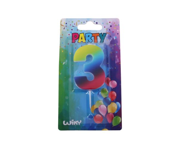 Párty svíčka číslo 3 Duha