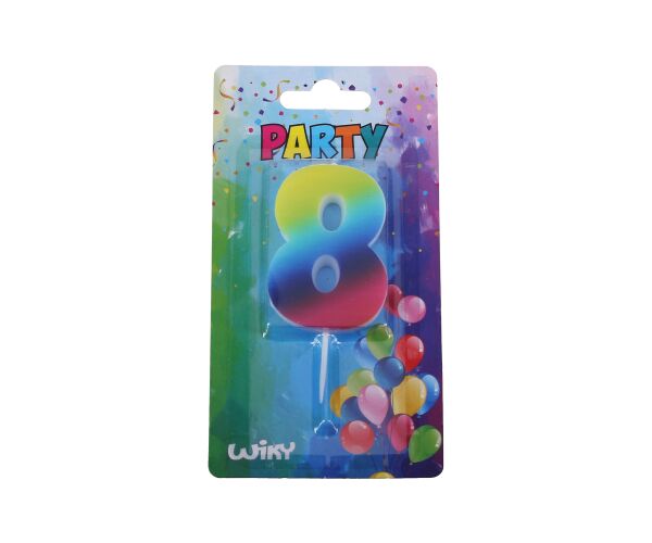 Párty svíčka číslo 8 Duha