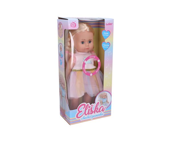 Eliška chodící panenka 41 cm růžové šaty - Český obal