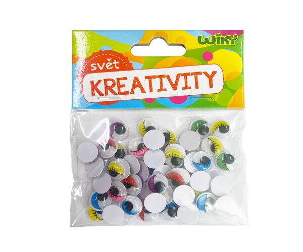 Oči pohyblivé barevné 12mm, 50ks