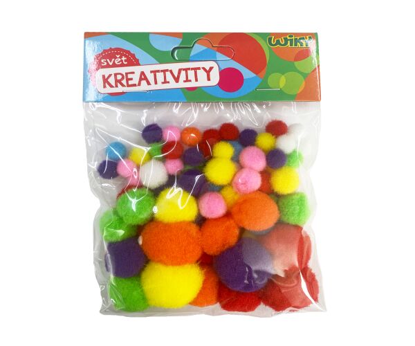 Pom pom mix velikostí, 80ks