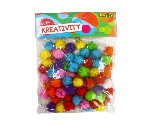 Pom pom glitter 15mm, 80ks