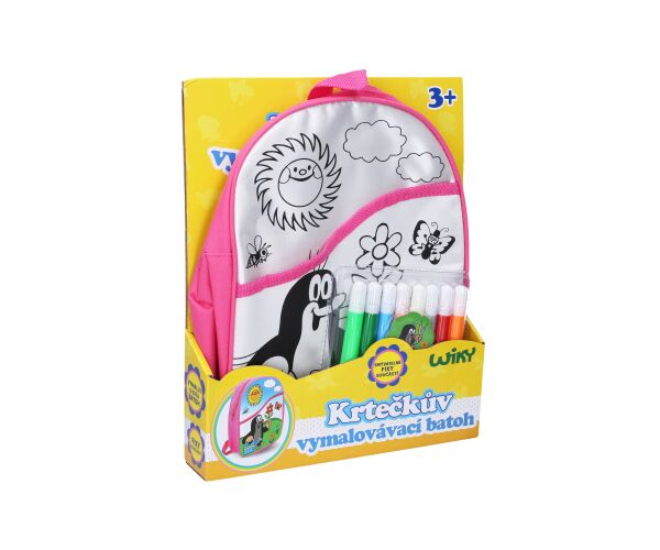 Batoh Krtek vymalovávací růžový 30 cm + 8 fixů