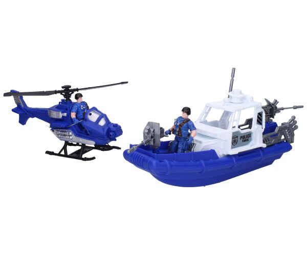 Policejní set s figurkami člun 33 cm