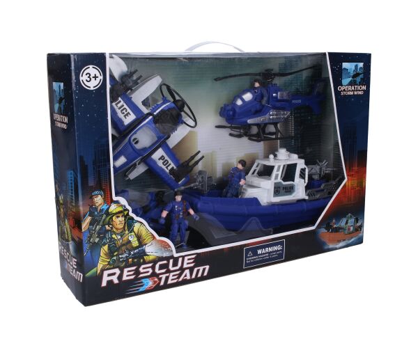 Policejní set s figurkami člun 33 cm